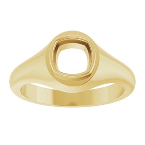 14K Yellow Gold 6.5x6.5 mm Cushion Bezel-Set Ring Mounting – image 6