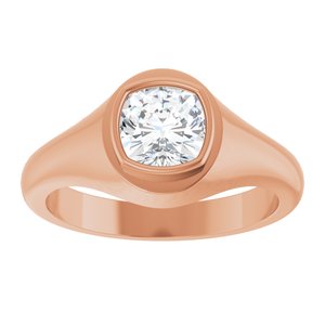 14K Rose Gold 6.5x6.5 mm Cushion Bezel-Set Ring Mounting – image 5