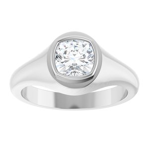 18K White Gold 6.5x6.5 mm Cushion Bezel-Set Ring Mounting – image 5