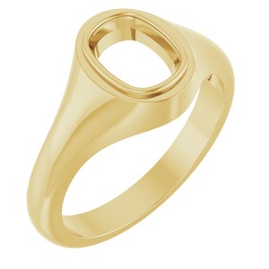 18K Yellow Gold 8x6 mm Elongated Cushion Bezel-Set Ring Mounting – image 2