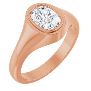10K Rose Gold 8x6 mm Elongated Cushion Bezel-Set Ring Mounting