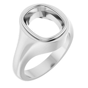 10K White Gold 12x10 mm Elongated Cushion Bezel-Set Ring Mounting – image 2