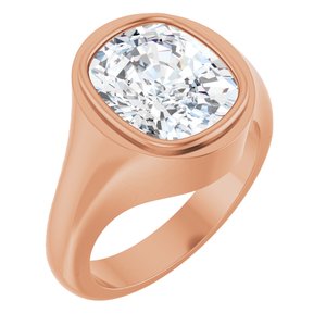 10K Rose Gold 12x10 mm Elongated Cushion Bezel-Set Ring Mounting