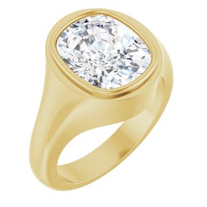 14K Yellow Gold 12x10 mm Elongated Cushion Bezel-Set Ring Mounting