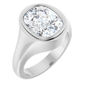 18K White Gold 12x10 mm Elongated Cushion Bezel-Set Ring Mounting