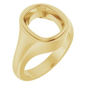 18K Yellow Gold 12x10 mm Elongated Cushion Bezel-Set Ring Mounting – image 2