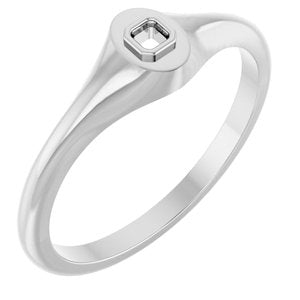 18K White Gold 2x2 mm Asscher Bezel-Set Ring Mounting – image 2