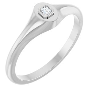 10K White Gold 2x2 mm Asscher Bezel-Set Ring Mounting