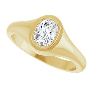 14K Yellow Gold 7x5 mm Elongated Cushion Bezel-Set Ring Mounting – image 8