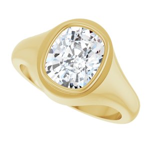 10K Yellow Gold 10x8 mm Elongated Cushion Bezel-Set Ring Mounting – image 8