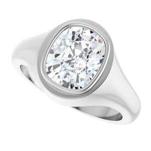 18K White Gold 10x8 mm Elongated Cushion Bezel-Set Ring Mounting – image 8
