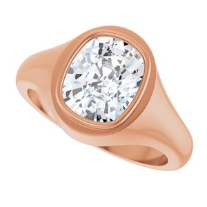 14K Rose Gold 10x8 mm Elongated Cushion Bezel-Set Ring Mounting – image 8