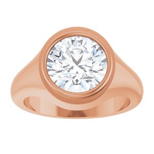 14K Rose Gold 10 mm Round Bezel-Set Ring Mounting – image 5