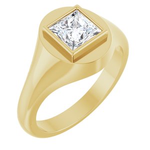 10K Yellow Gold 6x6 mm Square Bezel-Set Ring Mounting