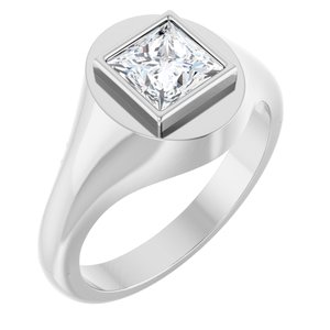 10K White Gold 6x6 mm Square Bezel-Set Ring Mounting