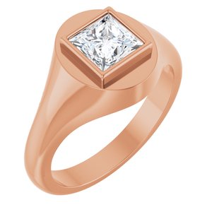 18K Rose Gold 6x6 mm Square Bezel-Set Ring Mounting