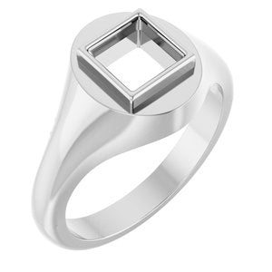 14K White Gold 6x6 mm Square Bezel-Set Ring Mounting – image 2