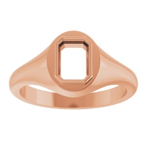 18K Rose Gold 7x5 mm Emerald Bezel-Set Ring Mounting – image 6