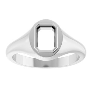 10K White Gold 7x5 mm Emerald Bezel-Set Ring Mounting – image 6
