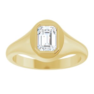 14K Yellow Gold 7x5 mm Emerald Bezel-Set Ring Mounting – image 5