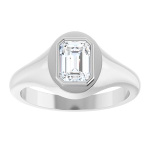 14K White Gold 7x5 mm Emerald Bezel-Set Ring Mounting – image 5