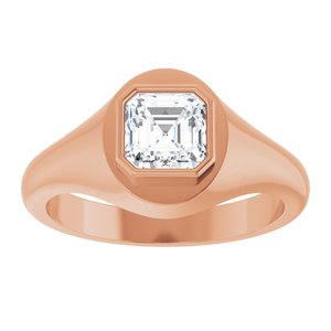 10K Rose Gold 6x6 mm Asscher Bezel-Set Ring Mounting – image 5