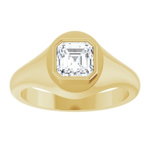 14K Yellow Gold 6x6 mm Asscher Bezel-Set Ring Mounting – image 5