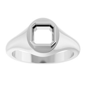18K White Gold 6x6 mm Asscher Bezel-Set Ring Mounting – image 6