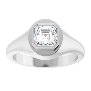18K White Gold 6x6 mm Asscher Bezel-Set Ring Mounting – image 5