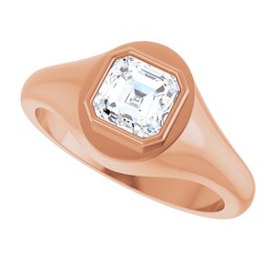 10K Rose Gold 6x6 mm Asscher Bezel-Set Ring Mounting – image 8