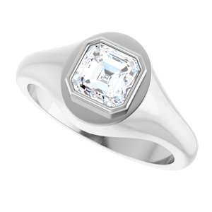 18K White Gold 6x6 mm Asscher Bezel-Set Ring Mounting – image 8