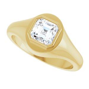 10K Yellow Gold 6x6 mm Asscher Bezel-Set Ring Mounting – image 8