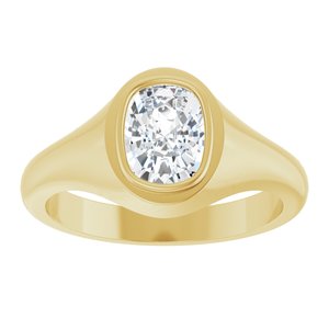 10K Yellow Gold 8x6 mm Elongated Cushion Bezel-Set Ring Mounting – image 5