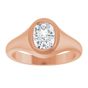 18K Rose Gold 8x6 mm Elongated Cushion Bezel-Set Ring Mounting – image 5