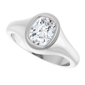 Sterling Silver 8x6 mm Elongated Cushion Bezel-Set Ring Mounting – image 8
