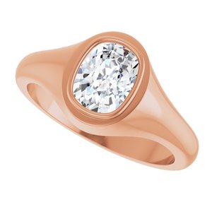 18K Rose Gold 8x6 mm Elongated Cushion Bezel-Set Ring Mounting – image 8