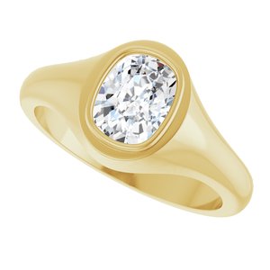 10K Yellow Gold 8x6 mm Elongated Cushion Bezel-Set Ring Mounting – image 8