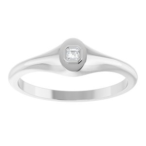 18K White Gold 2x2 mm Asscher Bezel-Set Ring Mounting – image 5