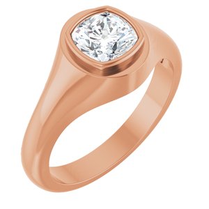 10K Rose Gold 6.5x6.5 mm Cushion Bezel-Set Ring Mounting