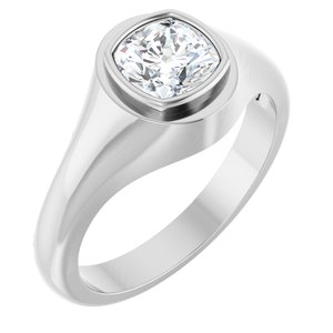 Platinum 6.5x6.5 mm Cushion Bezel-Set Ring Mounting