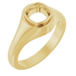 14K Yellow Gold 6.5x6.5 mm Cushion Bezel-Set Ring Mounting – image 2