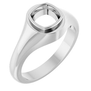 18K White Gold 6.5x6.5 mm Cushion Bezel-Set Ring Mounting – image 2