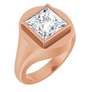 10K Rose Gold 9x9 mm Square Bezel-Set Ring Mounting