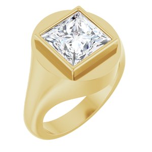 18K Yellow Gold 9x9 mm Square Bezel-Set Ring Mounting