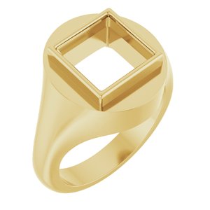 14K Yellow Gold 9x9 mm Square Bezel-Set Ring Mounting – image 2