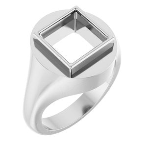 Continuum Sterling Silver 9x9 mm Square Bezel-Set Ring Mounting – image 2