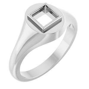 10K White Gold 5x5 mm Square Bezel-Set Ring Mounting – image 2