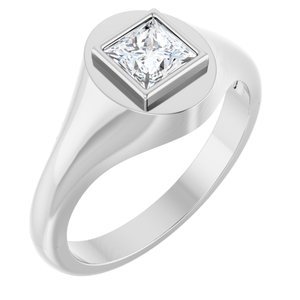 14K X1 White Gold 5x5 mm Square Bezel-Set Ring Mounting