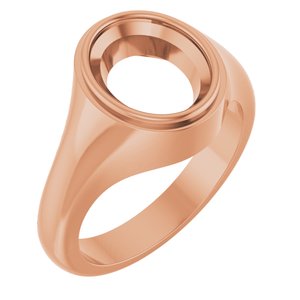 10K Rose Gold 11x9 mm Oval Bezel-Set Ring Mounting – image 2