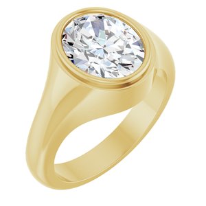 14K Yellow Gold 11x9 mm Oval Bezel-Set Ring Mounting